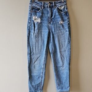 American Eagle 25x26 Stretch Distressed Style High Rise Mom Straight Jeans